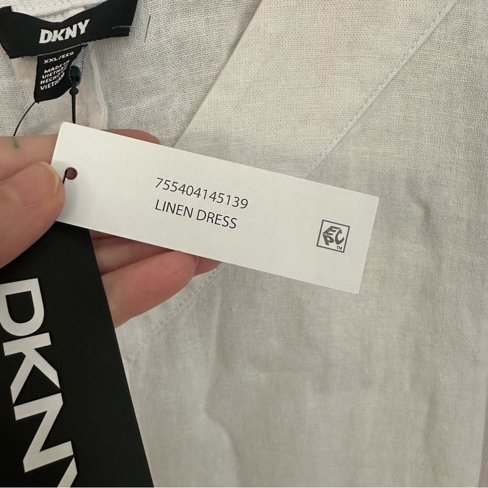 DKNY Women’s V-Neck Wide Strap White Sleeveless Linen Maxi Dress Sz XXL NWT - Picture 5 of 10